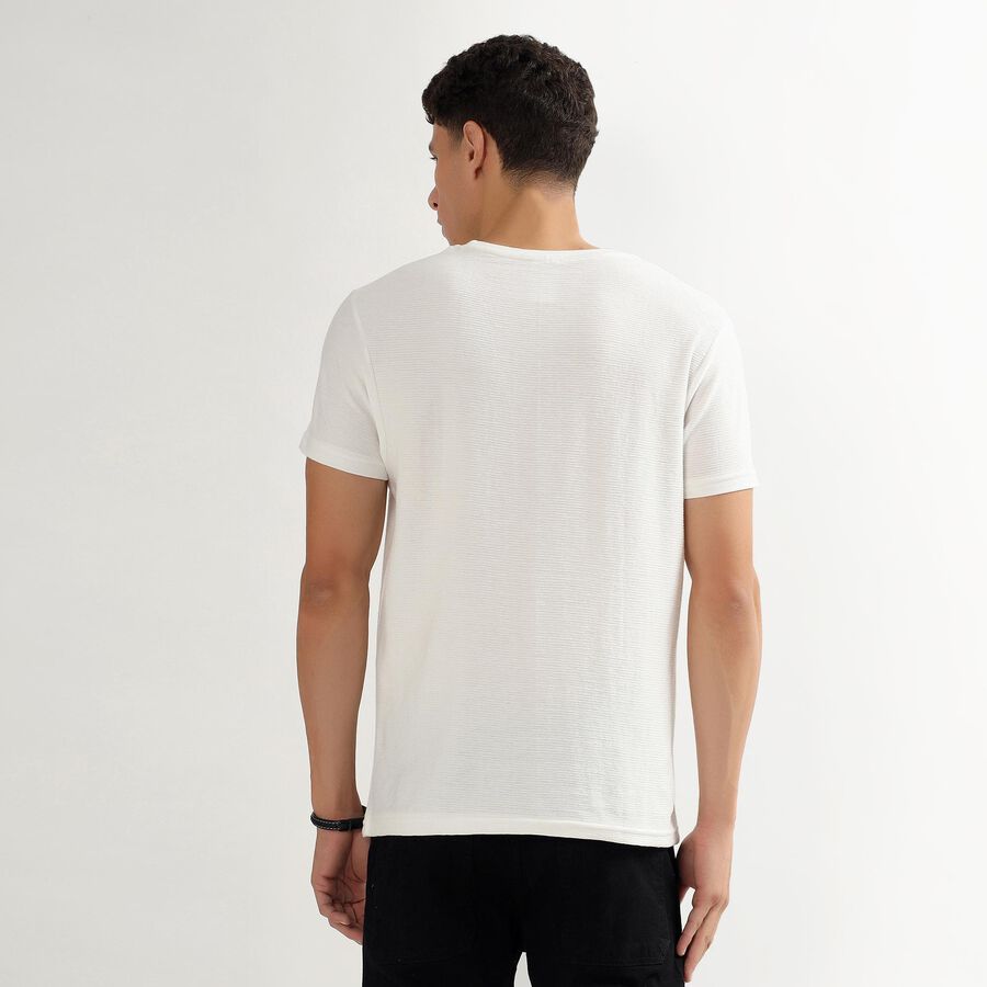 Men's Off White Round Neck Casual T-Shirt, ऑफ व्हाइट, large image number null