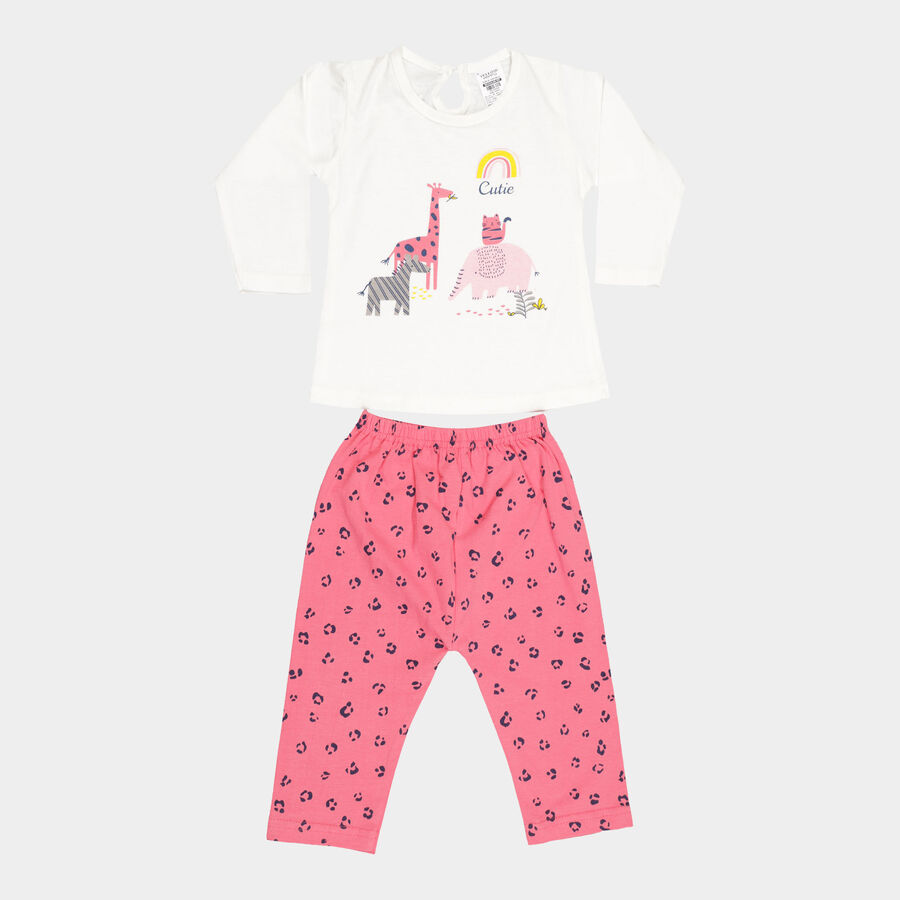Infants Cotton Round Neck Hipster Set, Off White, large image number null