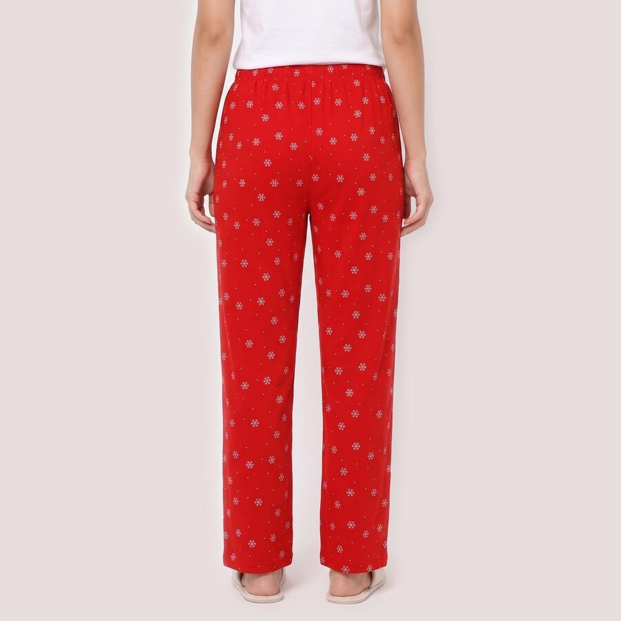 Women's Red Straight Fit Floral Printed Pyjama, Red, large