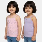 Girls' Lilac Cotton Round Neck Casual Vest, लाइलेक, small