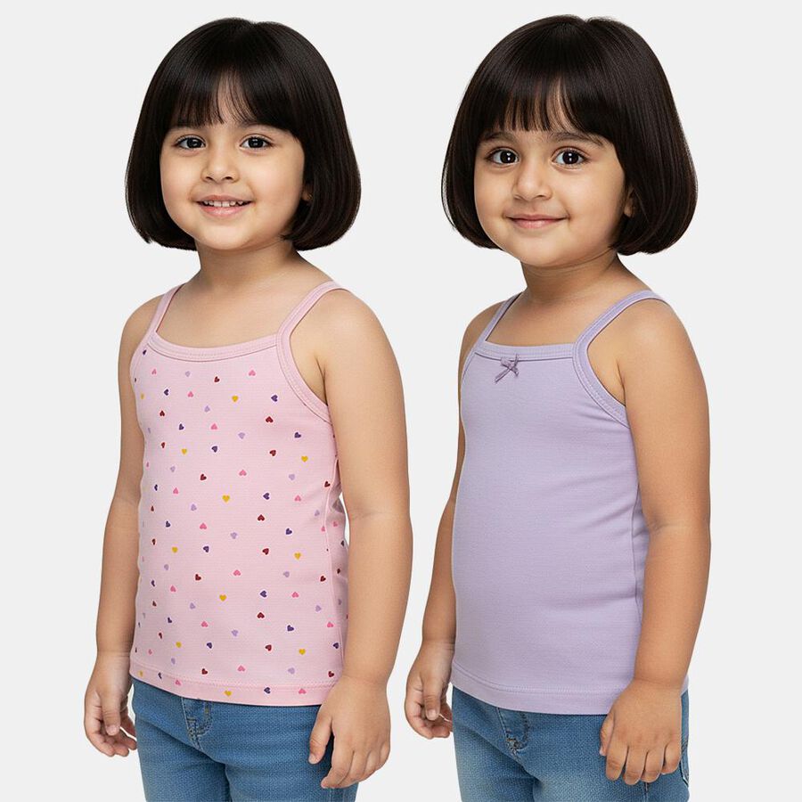 Girls' Lilac Cotton Round Neck Casual Vest, लाइलेक, large