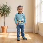 Infants Blue Cotton Round Neck Regular T-Shirt, Teal Blue, small