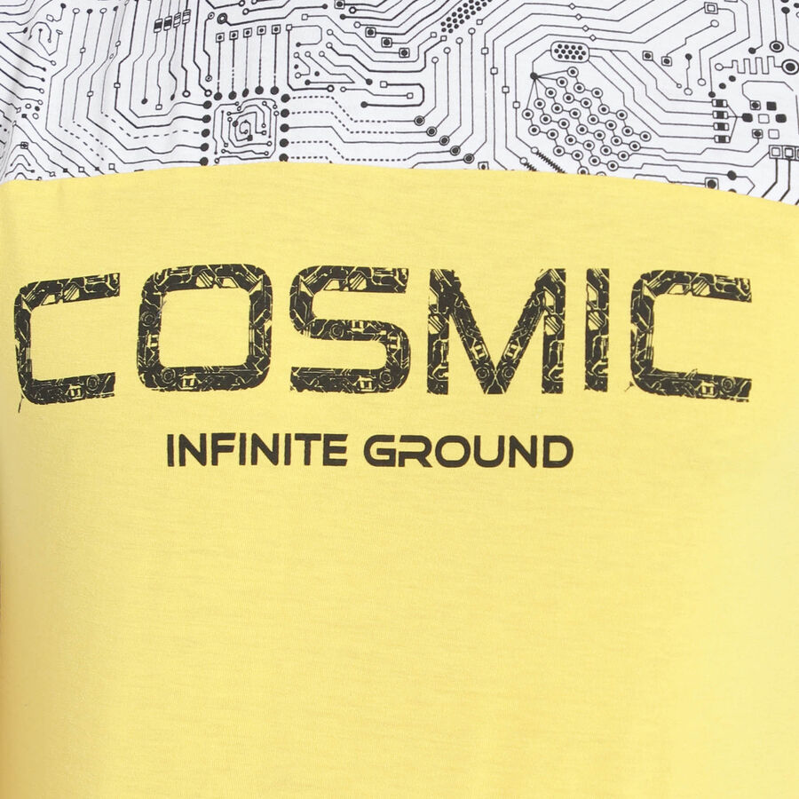 Cut & Sew Round Neck T-Shirt, Yellow, large image number null