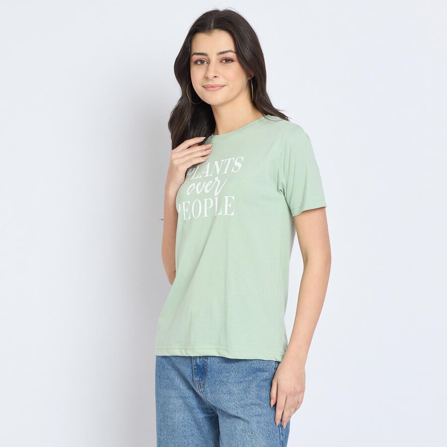 Ladies' Round Neck T-Shirt, हल्का हरा, large image number null