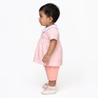 Infants' Light Pink Cotton Peter Pan Collar Casual Top and Capri Set, पीच, small image number null