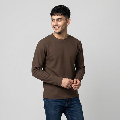 Men's Beige Crew Neck Regular T-Shirt