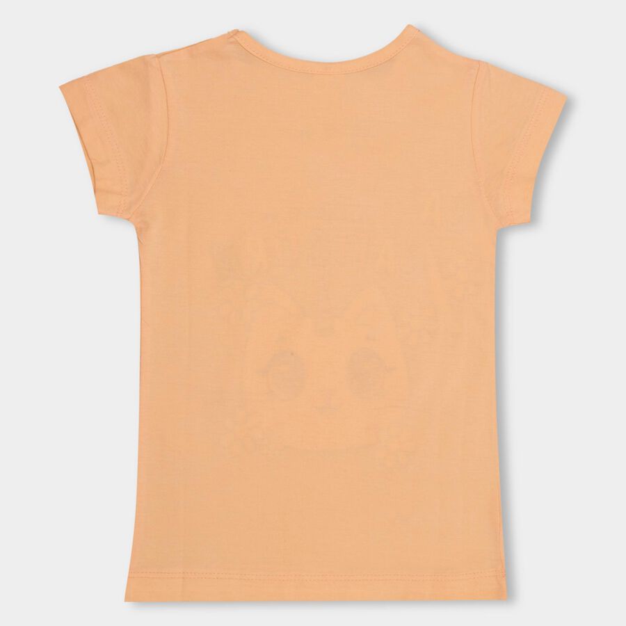 Girls' 100% Cotton T-Shirt , Peach, large