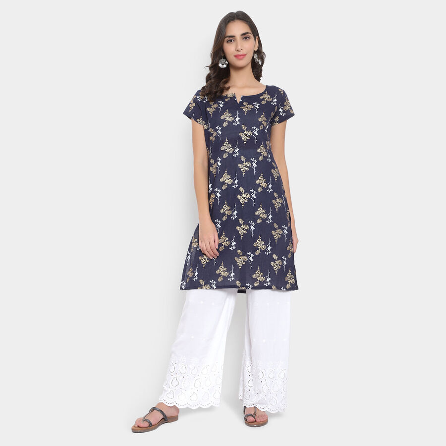 Printed Straight Kurta, Teal Blue, large image number null