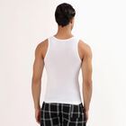 Boys' Bright White Cotton Round Neck Sleeveless Vest, White, small image number null