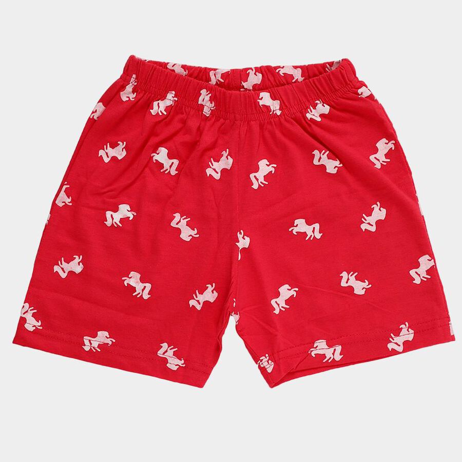 Girls' Fuchsia Regular Fit Bow Detail Shorts, रानी (फ्यूशिया), large