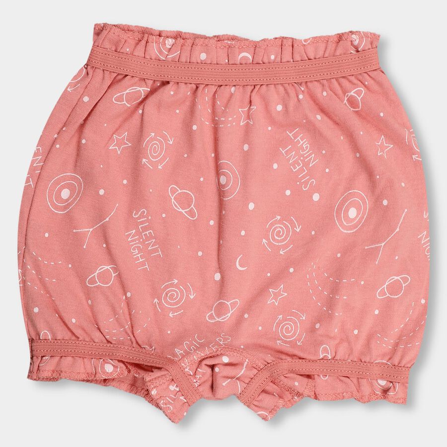 Girls' Dusty Rose Regular Fit Printed Bloomers, Peach, large image number null