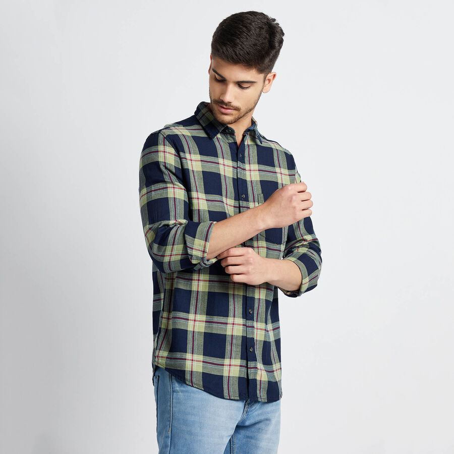 Cotton Checks Casual Shirt, Light Green, large image number null
