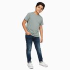 Boys Light Green Crew Neck Casual Half Sleeve T-Shirt, हल्का हरा, small
