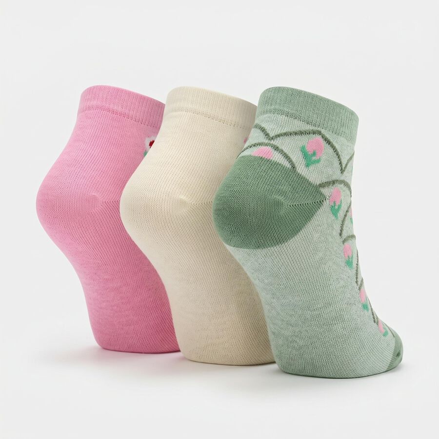 Women's Multi-Color Regular Fit Floral Pack of 3 Socks, Assorted, large