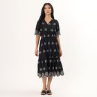 Women's Black Cotton Collar Neck Casual Shirt Dress, Black, small