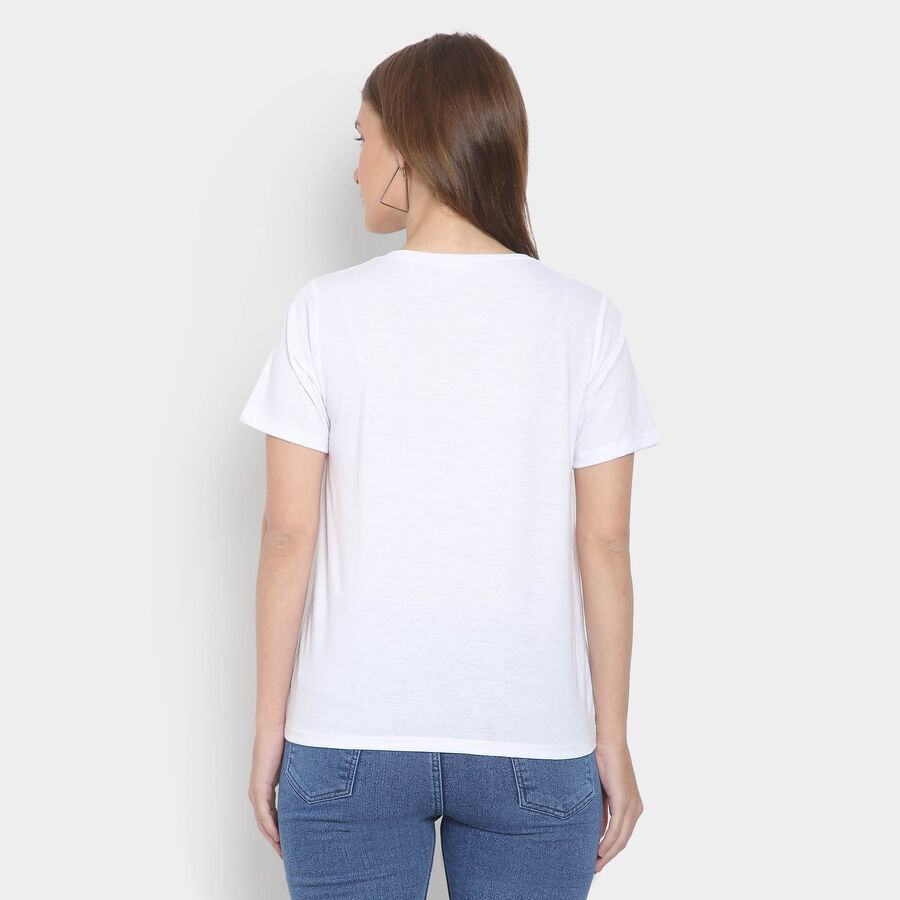 Embellished Round Neck T-Shirt, सफ़ेद, large image number null