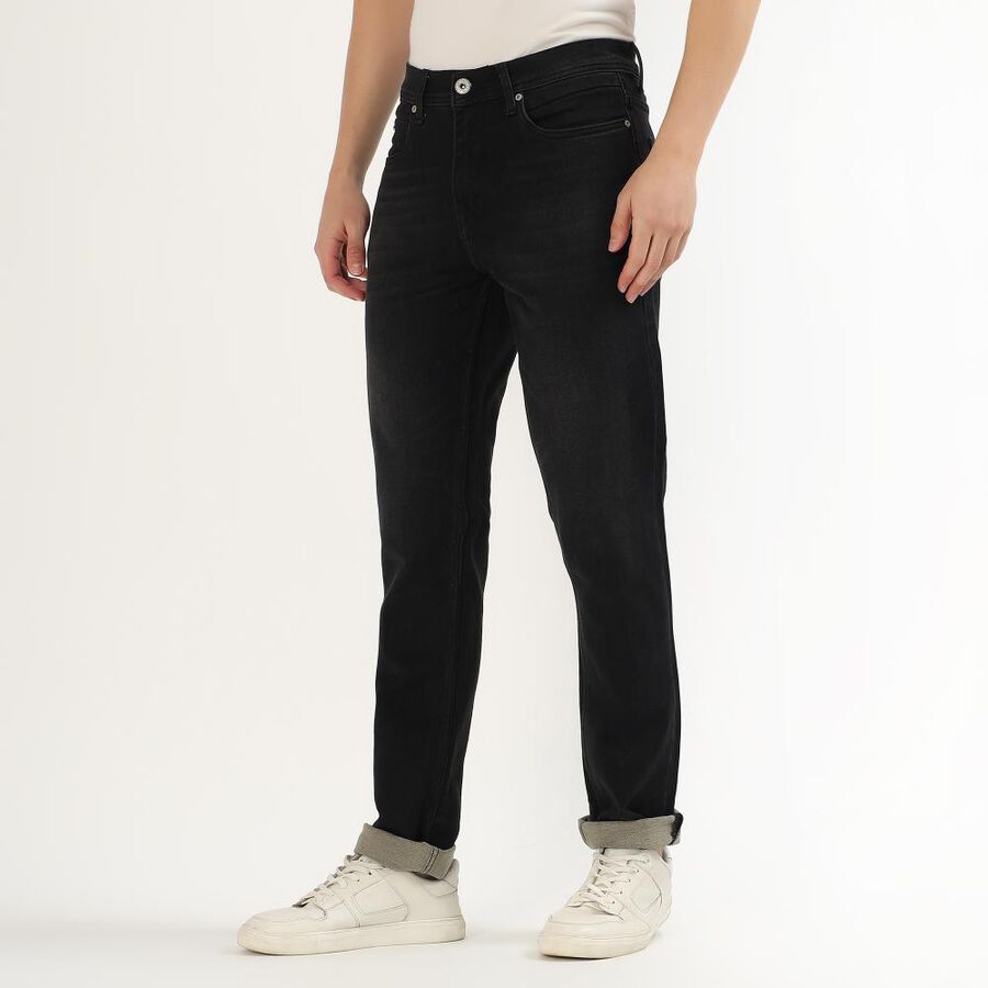 Men's Jet Black Slim Fit Jeans, Black, large