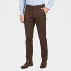 Men's Brown Slim Fit Chino Trousers, भूरा, small