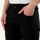 Men's Black Blue Slim Fit Washed Jeans, काला, small