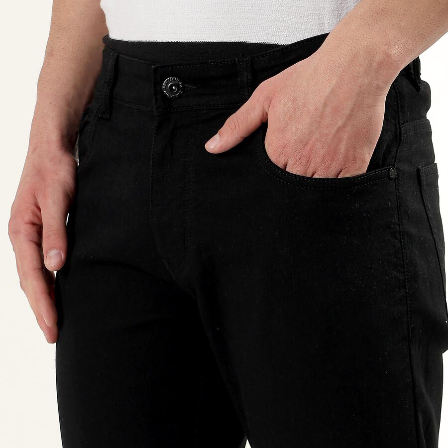 Men's Black Blue Slim Fit Washed Jeans, काला, large