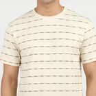 Men's Cream Round Neck Regular T-Shirt, ऑफ व्हाइट, small