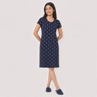 Women's Navy Blue Round Neck T-Shirt Style Nighty, Navy Blue, small