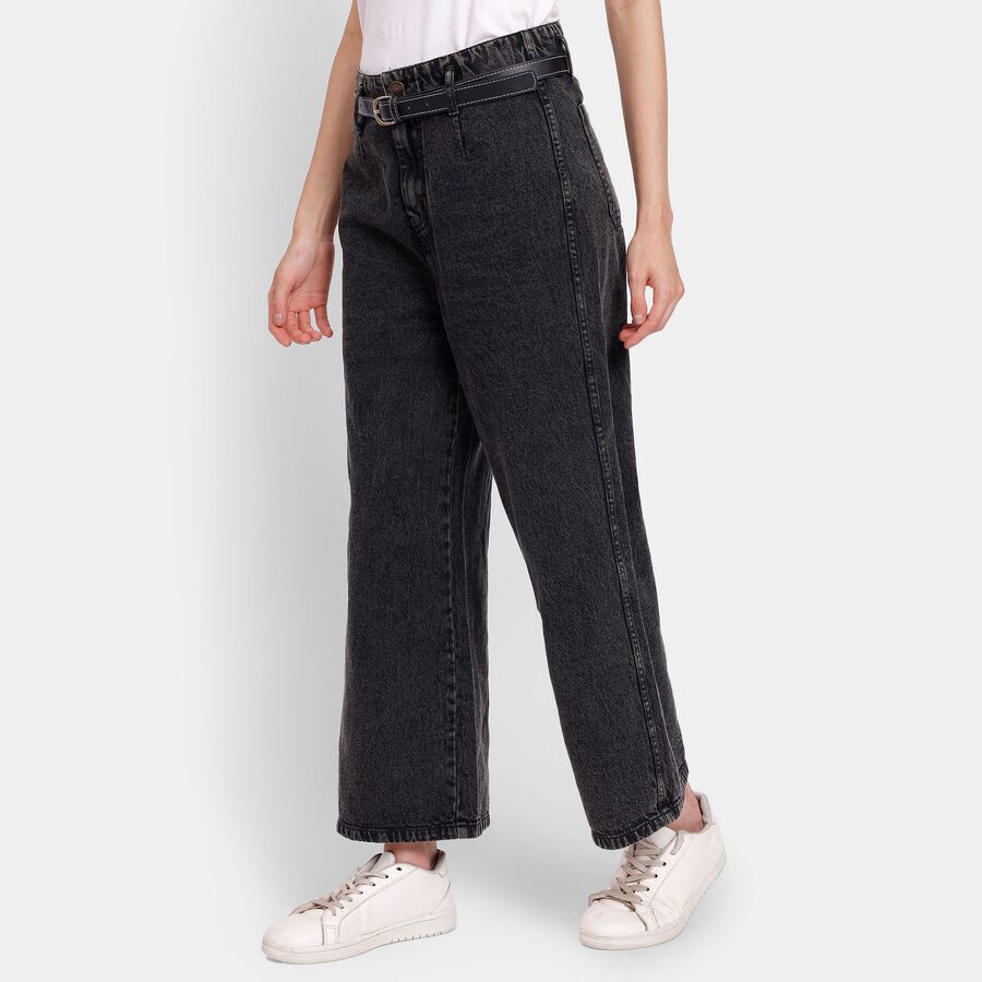 Ladies' 100% Cotton Jeans, Black, large image number null