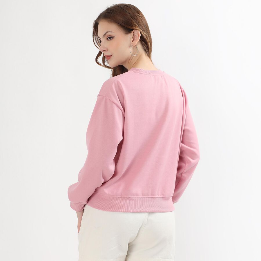 Women's Soft Pink Crew Neck Casual Sweatshirt, Pink, large image number null