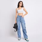 Ladies' 100% Cotton Jeans, हल्का नीला, small