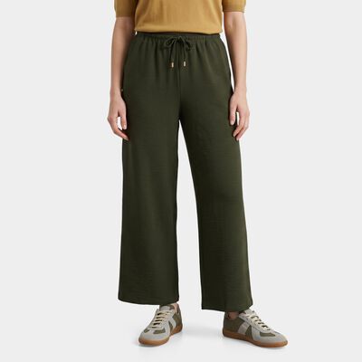 Women's Olive Green Wide Leg Drawstring Track Pants