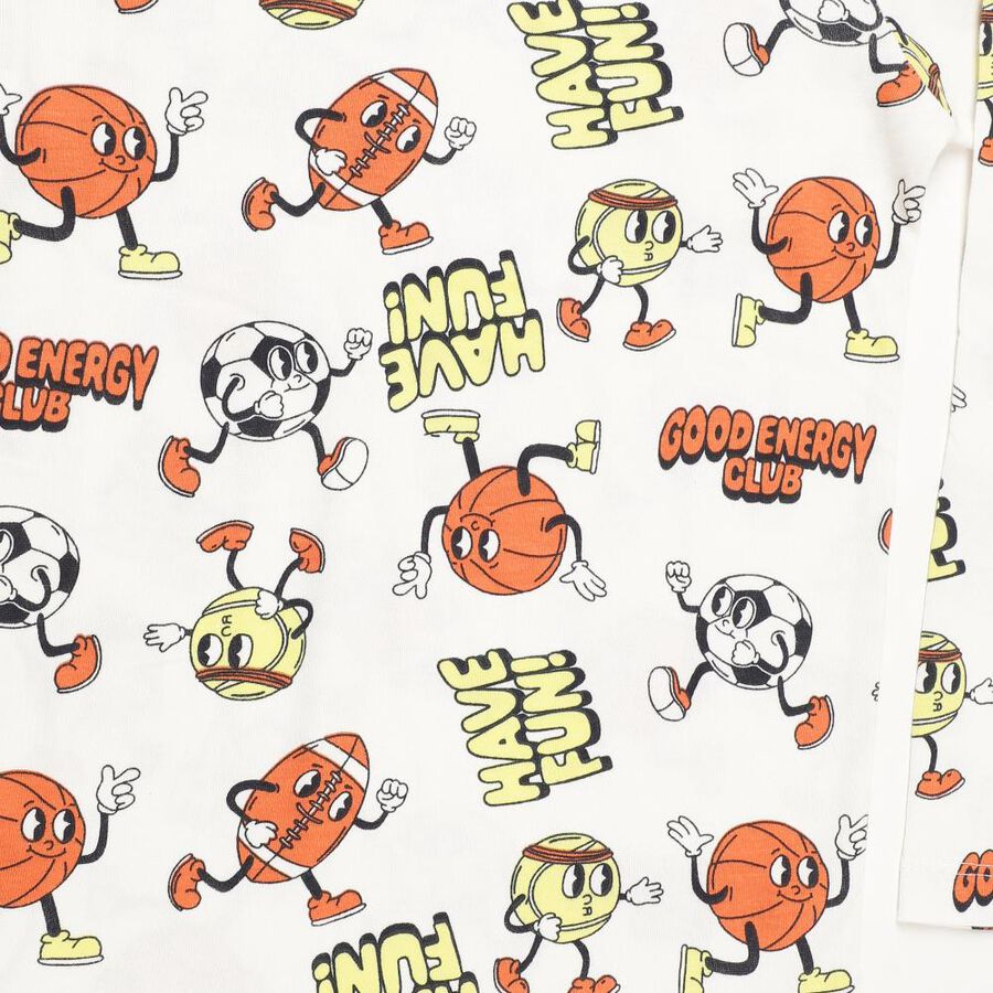 Boys' White Cotton Round Neck Cartoon Printed Baba Suit, सफ़ेद, large image number null