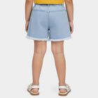 Girls' Light Blue Regular Fit Frayed Hem Denim Shorts, Light Blue, small
