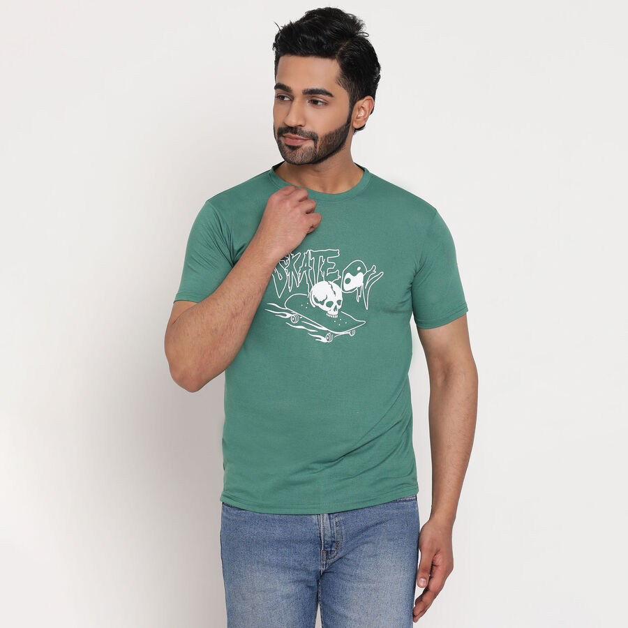 Round Neck T-Shirt, Dark Green, large image number null