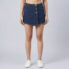 Women's Blue Regular Fit Frayed Hem Denim Shorts, Dark Blue, small