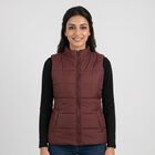 Women's Maroon Stand Collar Puffer Jacket, Wine, small