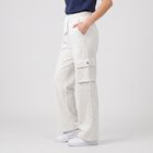 Women's Grey Straight Fit Cargo Track Pants, मिश्रित मध्यम ग्रे, small