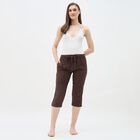 Women's Brown Viscose Regular Fit Capri, Brown, small