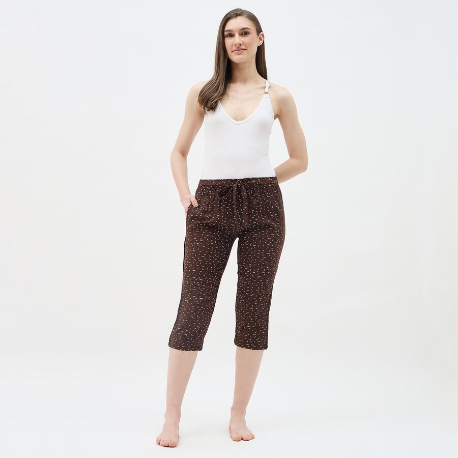 Women's Brown Viscose Regular Fit Capri, Brown, large