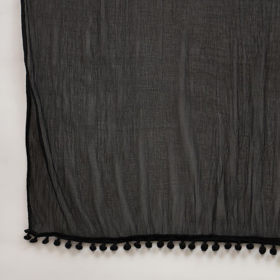 Women's Jet Black Net Plain Dupatta, काला, large image number null