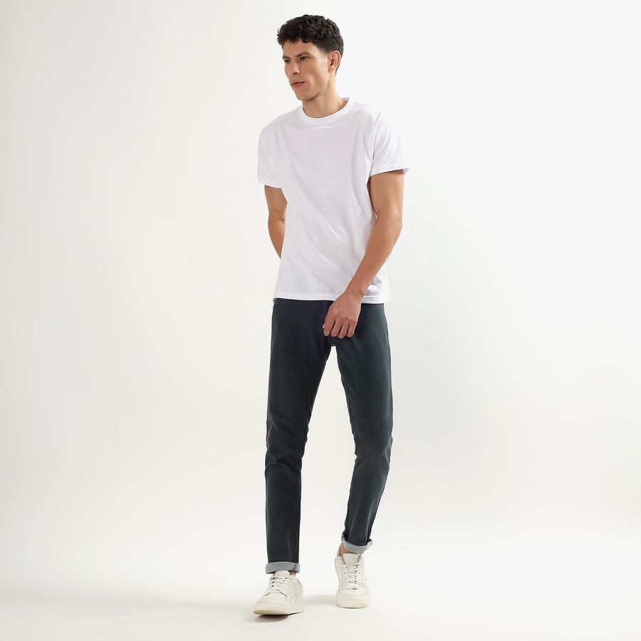 Men's Dark Blue Skinny Fit Five-Pocket Jeans, Dark Green, large image number null