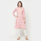 3/4th Sleeves Flared Kurta, Pink, small image number null