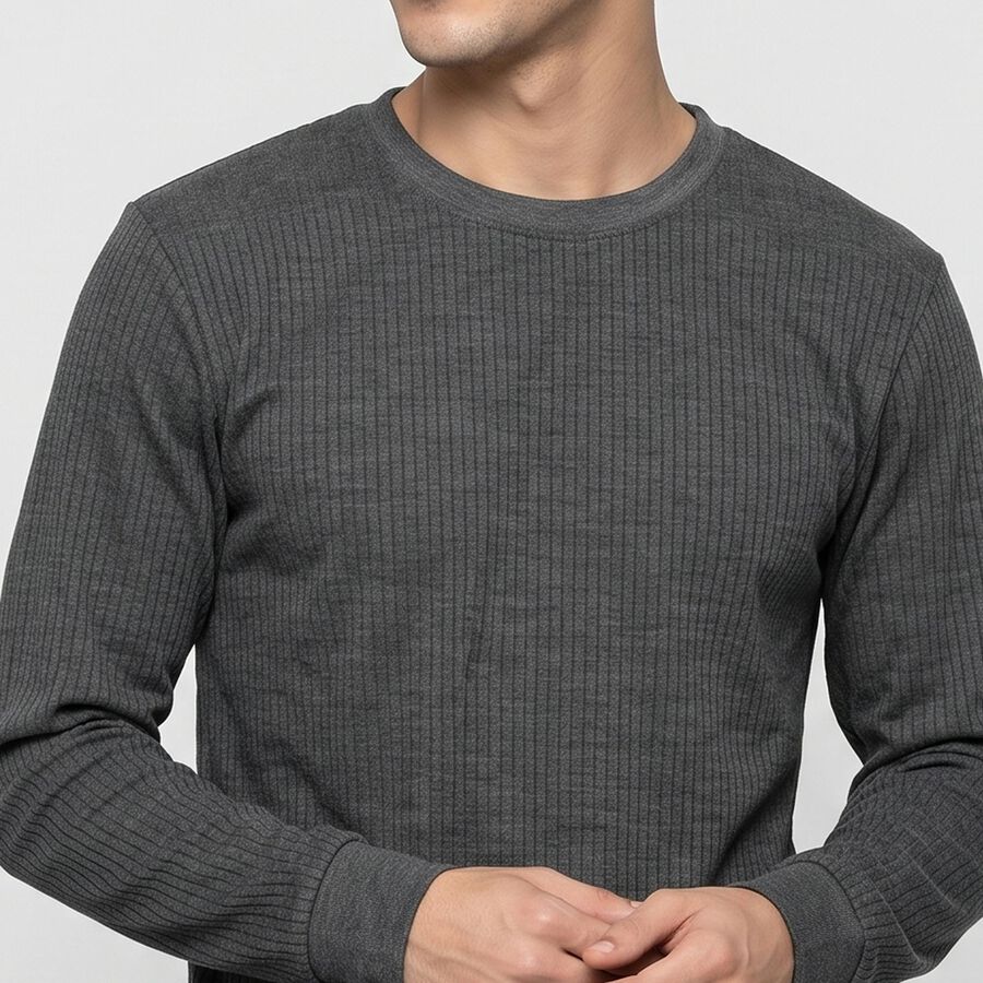 Men's Charcoal Long Sleeve Thermal, चारकोल, large