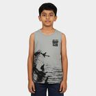 Boys Light Grey Round Neck Casual Printed T-Shirt, Light Grey, small