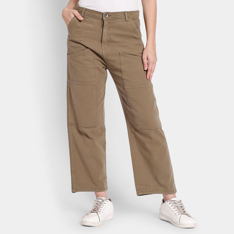 Ladies' 100% Cotton Trousers, Olive, large image number null