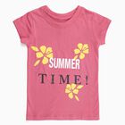 Girls Pink Cotton Round Neck Casual T-Shirt, गुलाबी, small image number null