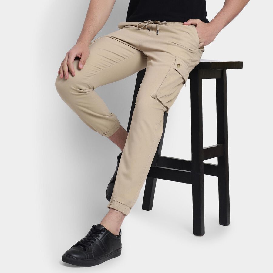 Men's Slim Fit Casual Trousers, Beige, large image number null