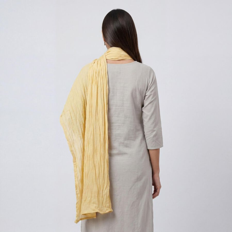 Women's Yellow Solid Dupatta, खाकी, large
