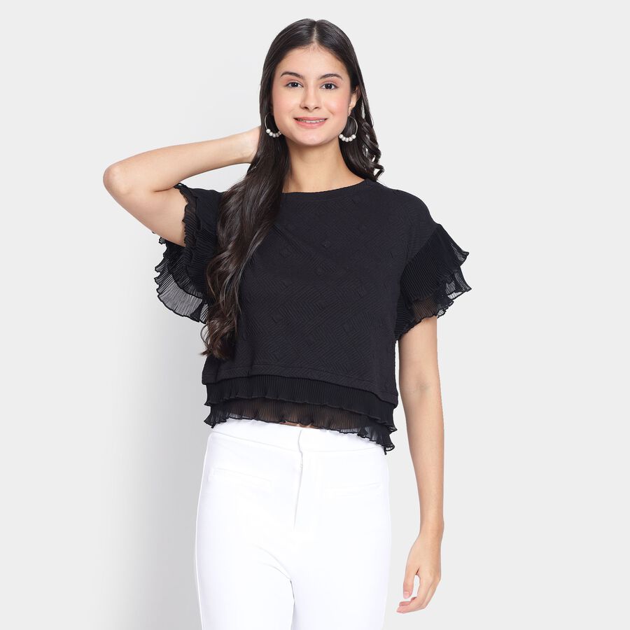 Ladies'  Crop  Top, Black, large image number null