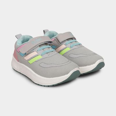Girls Muted Sage Grey Velcro Casual Sneakers