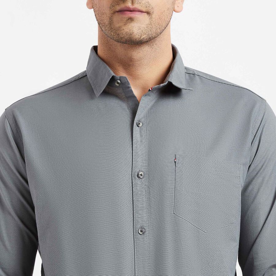 Cotton Solid Casual Shirt, Light Grey, large image number null